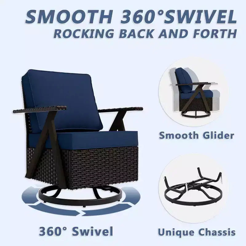 Ensemble de sièges d'extérieur UPTIOT Premium : canapé 3 places, double méridienne, 2 poufs et 2 fauteuils pivotants pour un confort optimal sur votre terrasse.