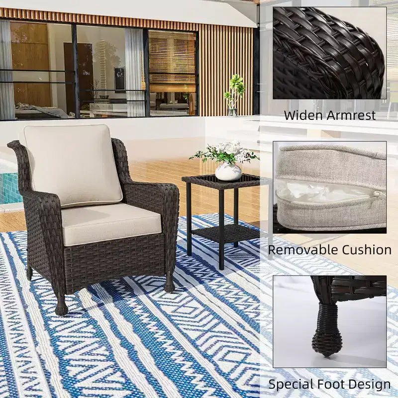 Ensemble extérieur haut de gamme 10 pièces UPTIOT : Canapé 3 places, canapé 2 places, 2 fauteuils pivotants à bascule, 2 chaises, 2 poufs et 2 tables basses