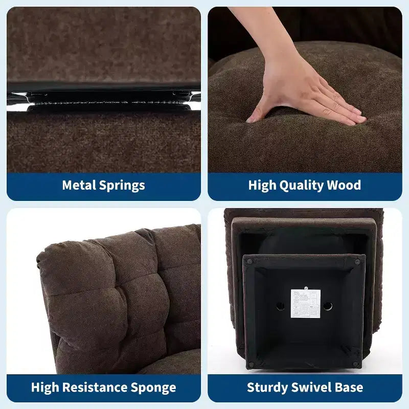 360-Degree Swivel Upholstered Chair, Cozy Chenille & Thick Cushion for Home, Office Spaces