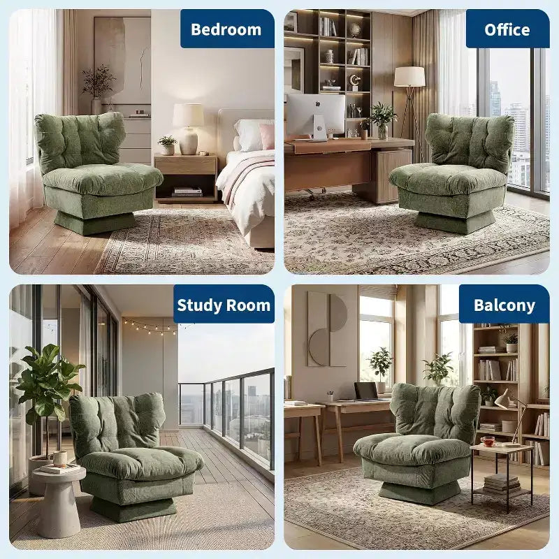 360-Degree Swivel Upholstered Chair, Cozy Chenille & Thick Cushion for Home, Office Spaces