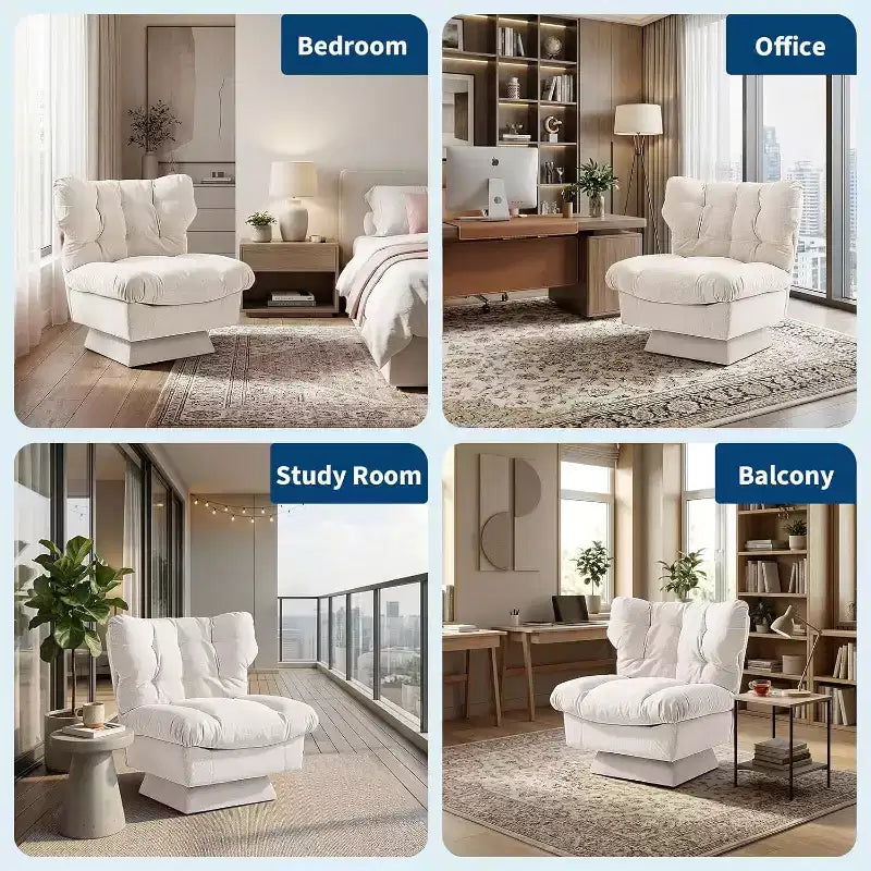 360-Degree Swivel Upholstered Chair, Cozy Chenille & Thick Cushion for Home, Office Spaces