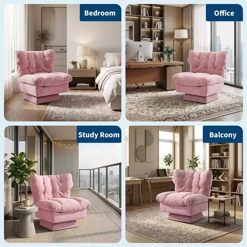 Fauteuil pivotant à 360° - Fauteuil de lecture moderne avec coussin épais et tissu chenille douillet | Fauteuil rembourré pour salon, chambre à coucher