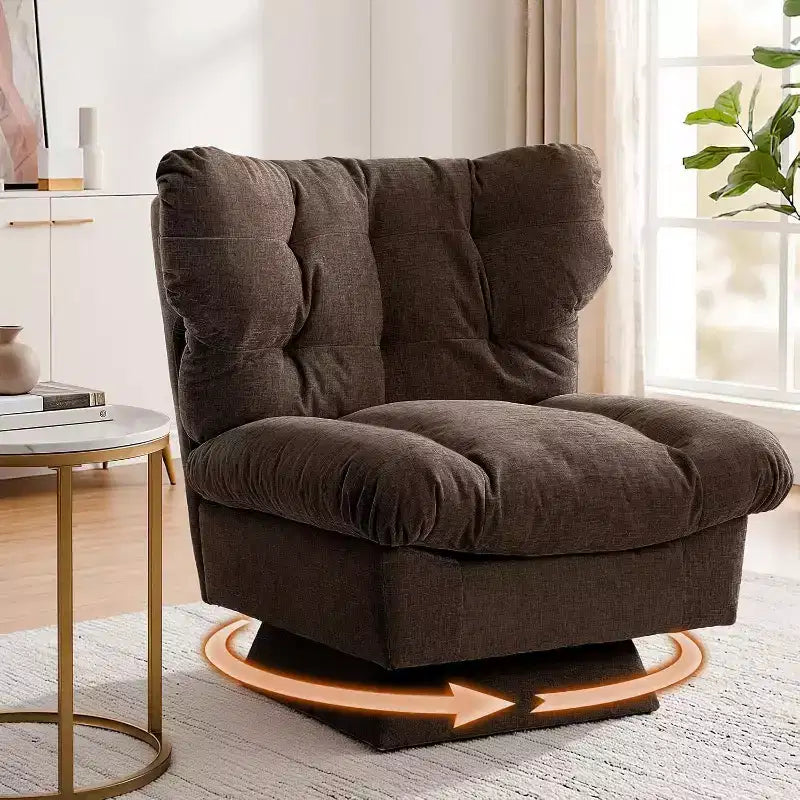 Fauteuil pivotant à 360° - Fauteuil de lecture moderne avec coussin épais et tissu chenille douillet | Fauteuil rembourré pour salon, chambre à coucher