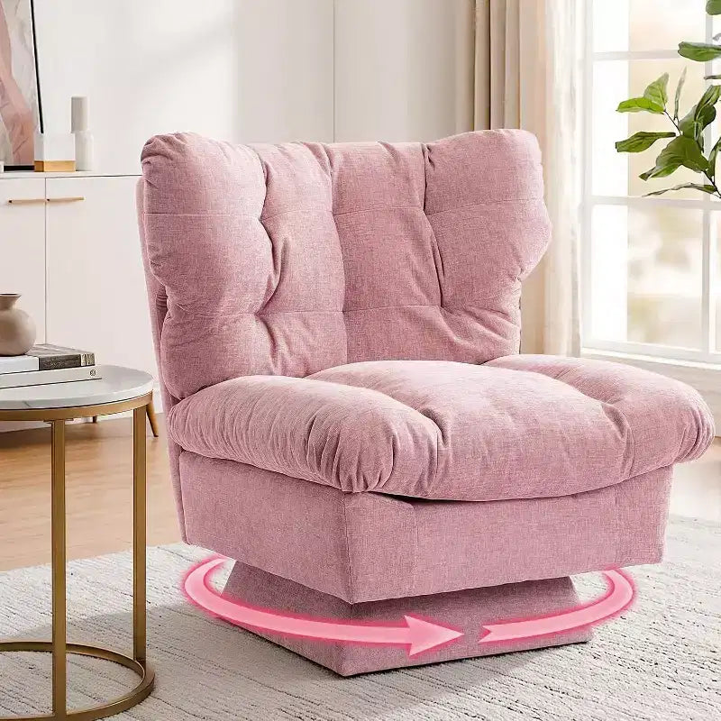 Fauteuil pivotant à 360° - Fauteuil de lecture moderne avec coussin épais et tissu chenille douillet | Fauteuil rembourré pour salon, chambre à coucher
