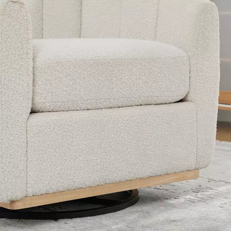 TUYOHW 31.89 Modern Chenille Swivel Barrel Chair,Accent Chair with Metal Base,Upholstered Lounge Armchair for Living Room,Office,Bedroom