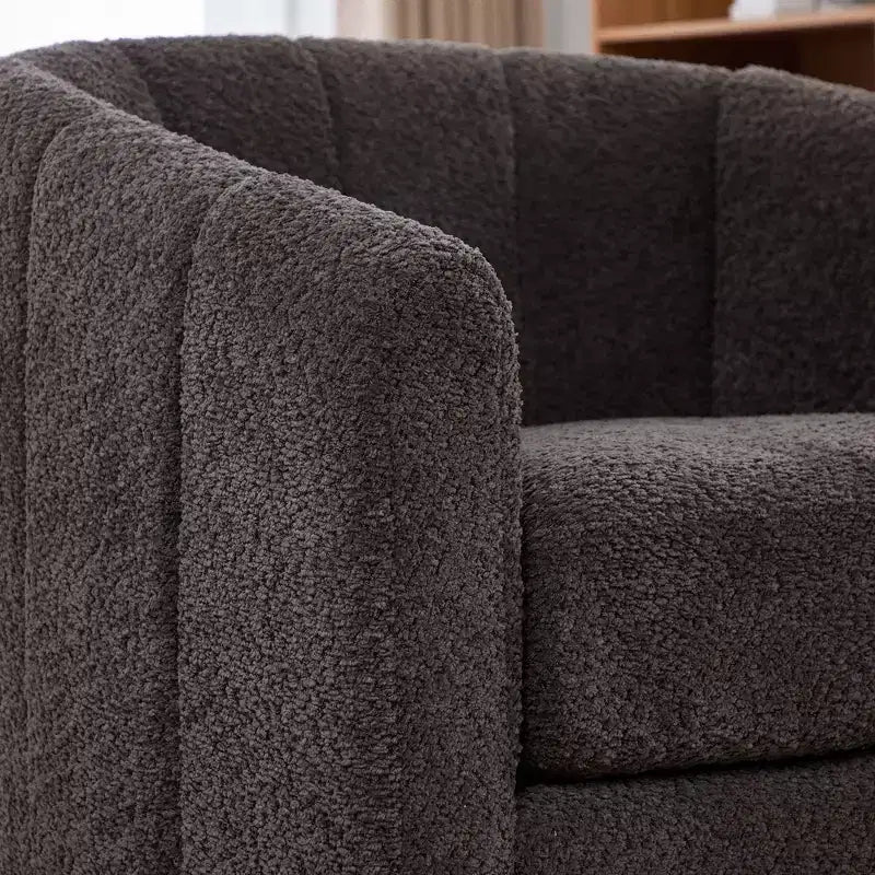 TUYOHW 31.89 Modern Chenille Swivel Barrel Chair,Accent Chair with Metal Base,Upholstered Lounge Armchair for Living Room,Office,Bedroom