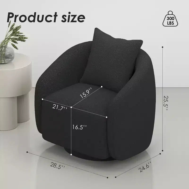 TUYOHW Swivel Accent Chair,Rotating Barrel Armchair with Back Pillow,Solid Wood Frame,Teddy Upholstered Chair for Living Room,Bedroom,Office