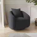 TUYOHW Swivel Accent Chair,Rotating Barrel Armchair with Back Pillow,Solid Wood Frame,Teddy Upholstered Chair for Living Room,Bedroom,Office