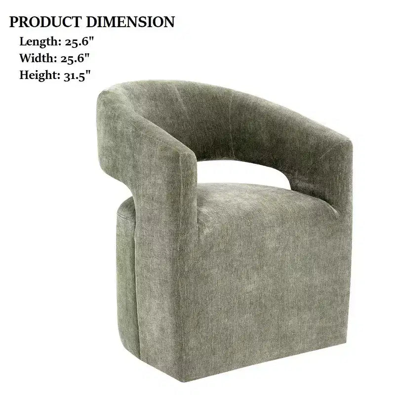 Fauteuil d'appoint TUYOHW avec dossier arrondi, accoudoirs, piètement pivotant, roulettes, assise ronde, tissu texturé neutre, fauteuil de salon ou de chambre