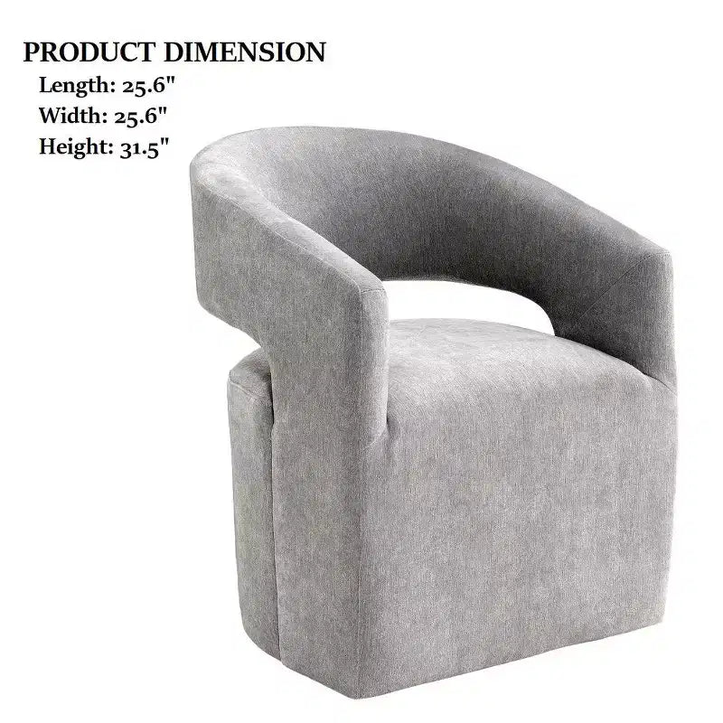 Fauteuil d'appoint TUYOHW avec dossier arrondi, accoudoirs, piètement pivotant, roulettes, assise ronde, tissu texturé neutre, fauteuil de salon ou de chambre