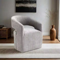 Fauteuil d'appoint TUYOHW avec dossier arrondi, accoudoirs, piètement pivotant, roulettes, assise ronde, tissu texturé neutre, fauteuil de salon ou de chambre
