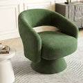 Swivel Barrel Accent Chair, Modern Upholstered Living Room Chair with Thick Padding for Reading, Green