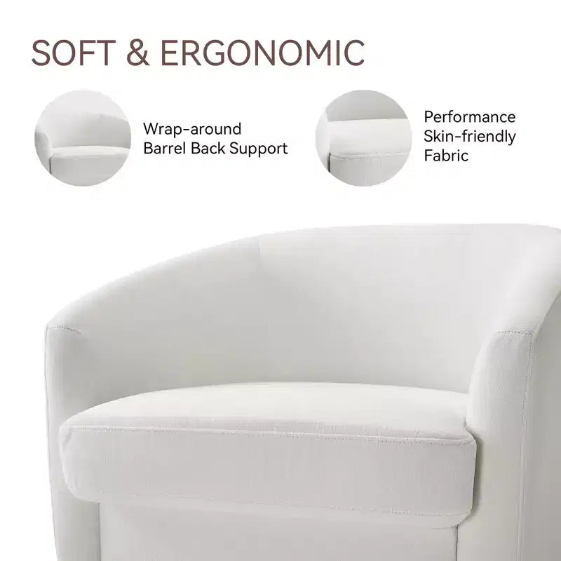 Dyonery Swivel Barrel Accent Chair, Modern Upholstered Armchair, 360 Comfy Reading Chair for Living Room & Bedroom, Fully Assembled