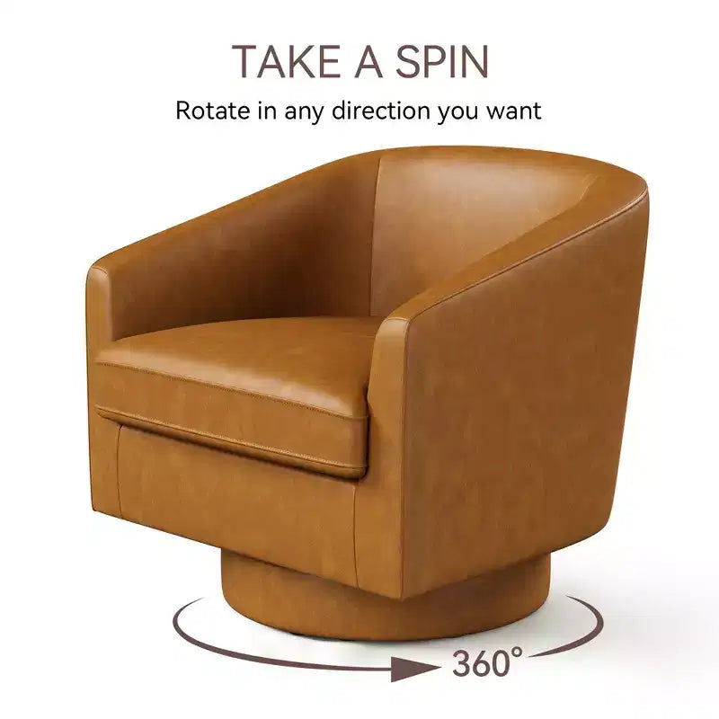 Dyonery Swivel Barrel Accent Chair, Modern Upholstered Armchair, 360 Comfy Reading Chair for Living Room & Bedroom, Fully Assembled