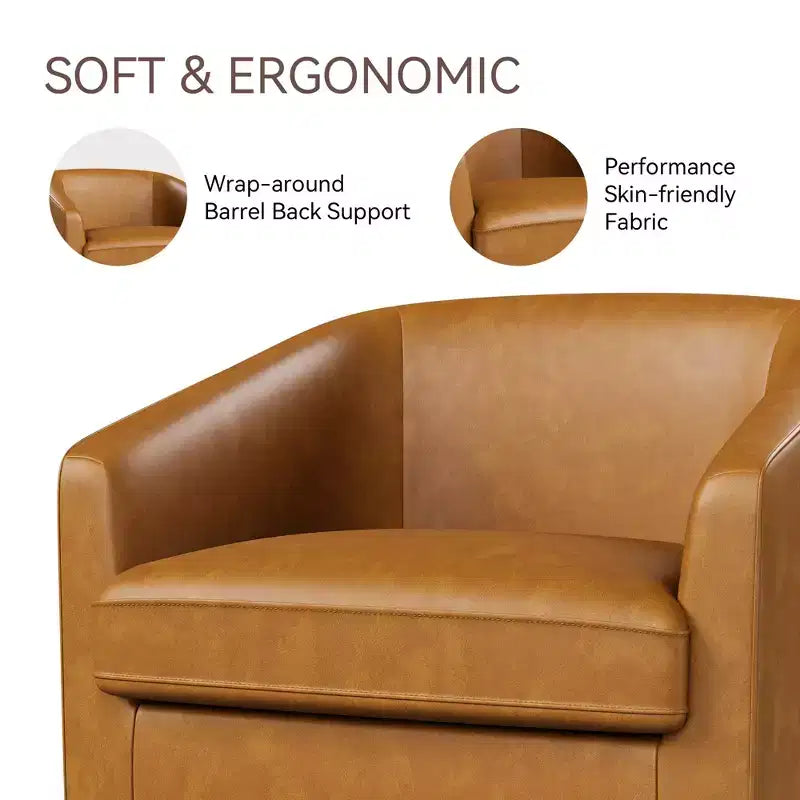 Dyonery Swivel Barrel Accent Chair, Modern Upholstered Armchair, 360 Comfy Reading Chair for Living Room & Bedroom, Fully Assembled