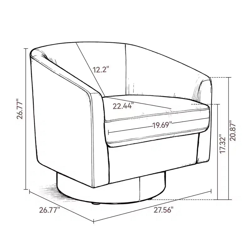 Dyonery Swivel Barrel Accent Chair, Modern Upholstered Armchair, 360 Comfy Reading Chair for Living Room & Bedroom, Fully Assembled