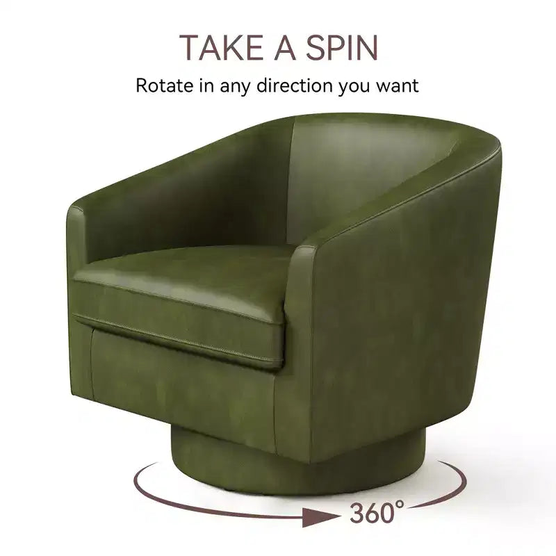 Dyonery Swivel Barrel Accent Chair, Modern Upholstered Armchair, 360 Comfy Reading Chair for Living Room & Bedroom, Fully Assembled