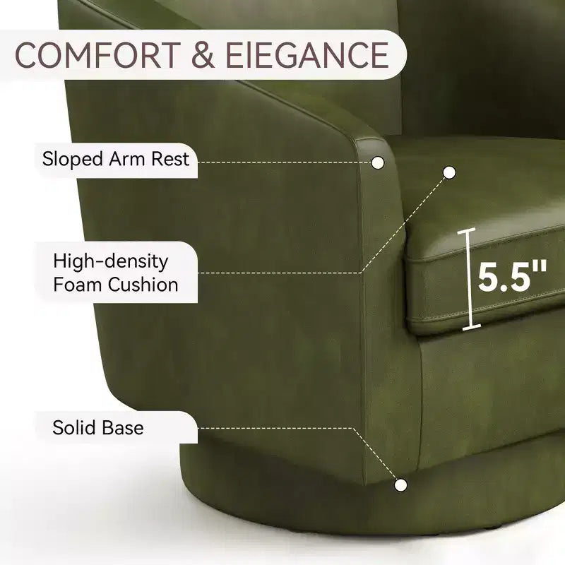 Dyonery Swivel Barrel Accent Chair, Modern Upholstered Armchair, 360 Comfy Reading Chair for Living Room & Bedroom, Fully Assembled