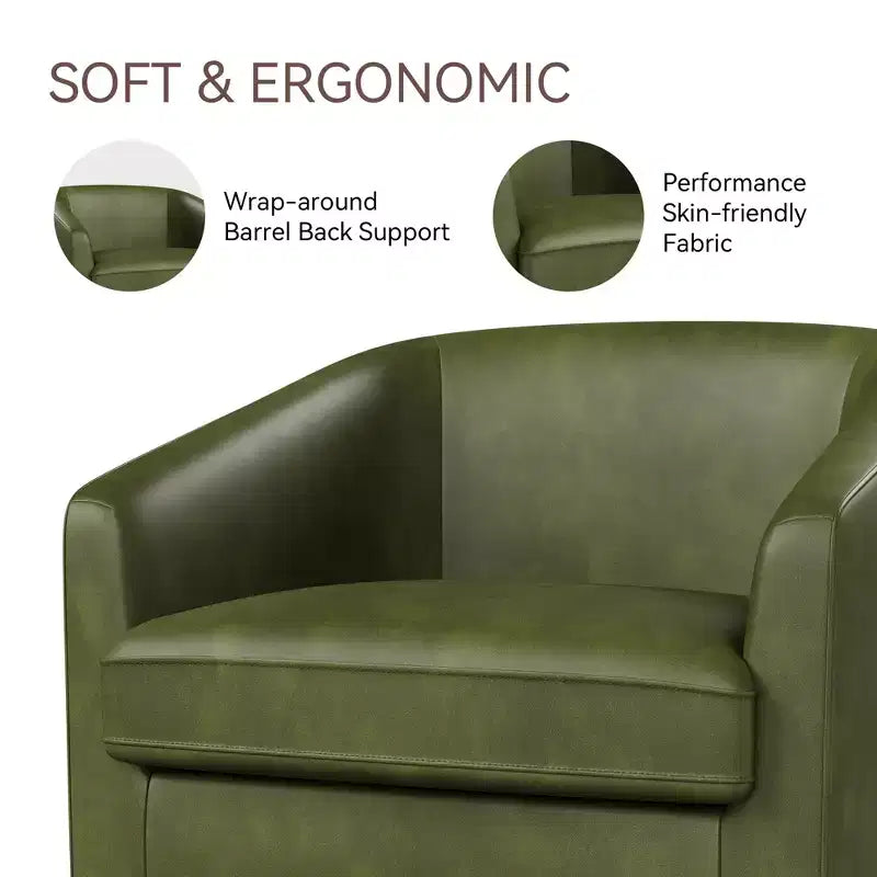 Dyonery Swivel Barrel Accent Chair, Modern Upholstered Armchair, 360 Comfy Reading Chair for Living Room & Bedroom, Fully Assembled