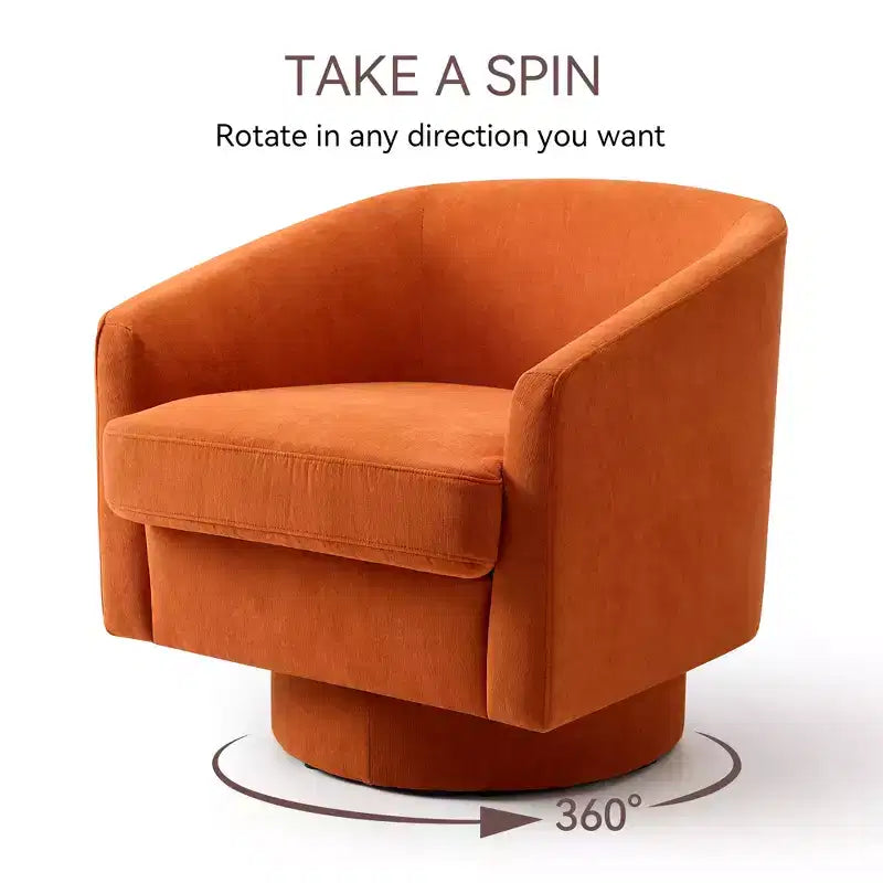 Dyonery Swivel Barrel Accent Chair, Modern Upholstered Armchair, 360 Comfy Reading Chair for Living Room & Bedroom, Fully Assembled