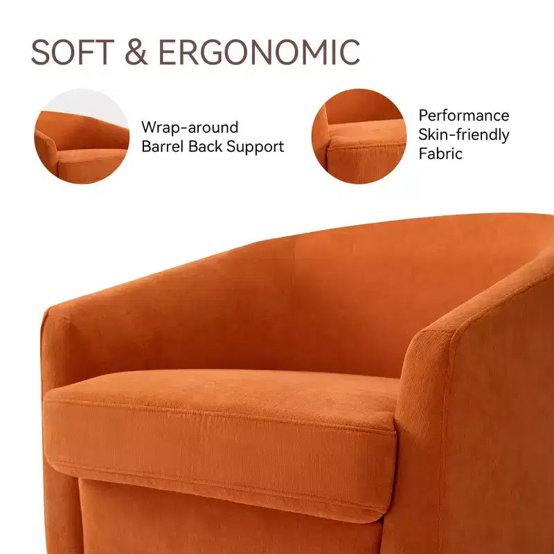Dyonery Swivel Barrel Accent Chair, Modern Upholstered Armchair, 360 Comfy Reading Chair for Living Room & Bedroom, Fully Assembled