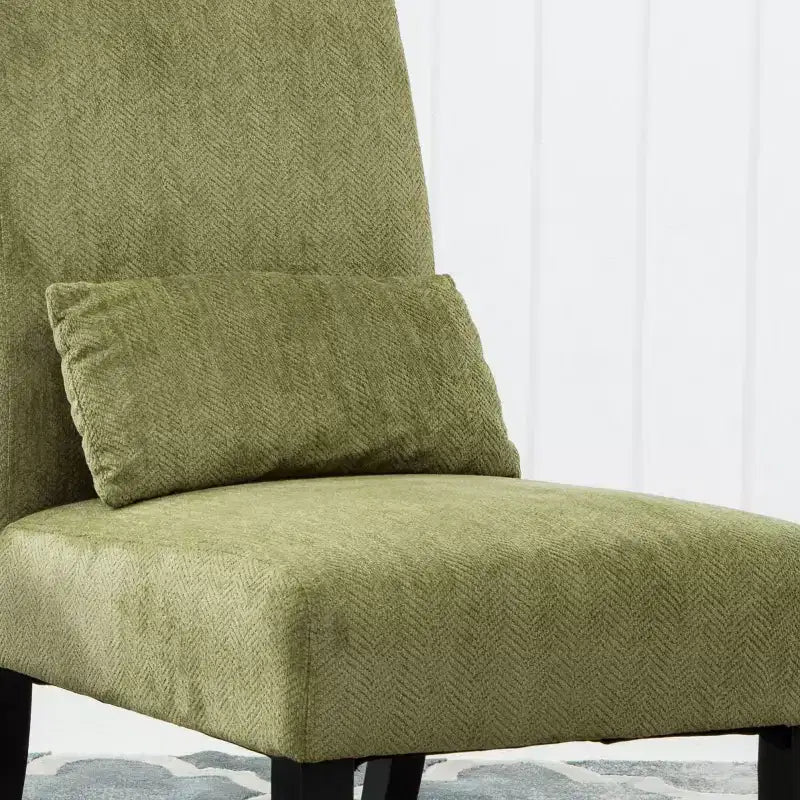 Fauteuil d'appoint moderne sans accoudoirs en tissu chenille avec oreiller, pieds en bois massif, chaise d'appoint à assise profonde pour le salon, la chambre ou le bureau - Panipeachy