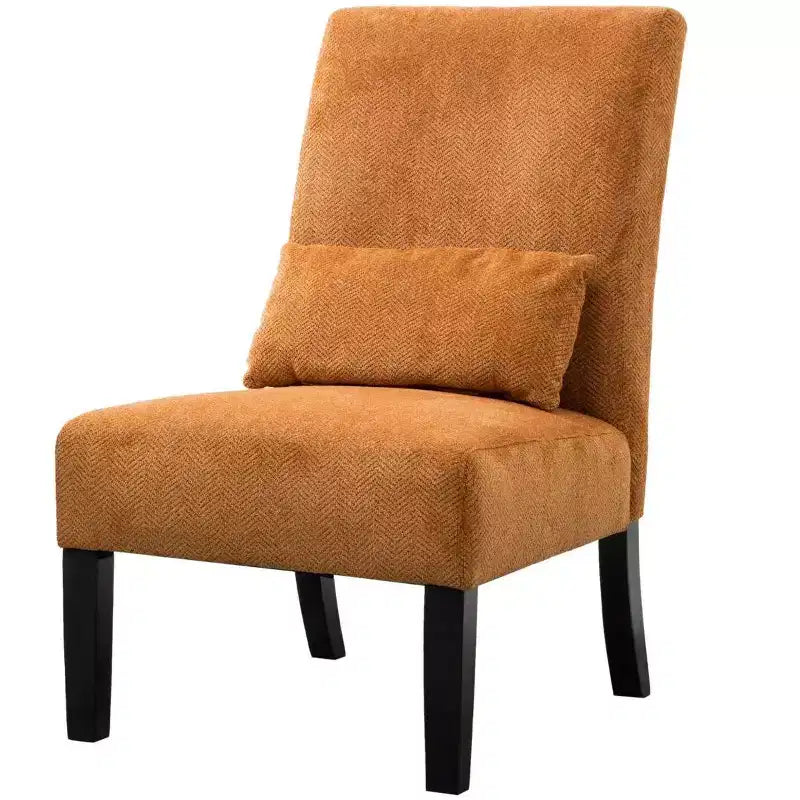 Fauteuil d'appoint moderne sans accoudoirs en tissu chenille avec oreiller, pieds en bois massif, chaise d'appoint à assise profonde pour le salon, la chambre ou le bureau - Panipeachy