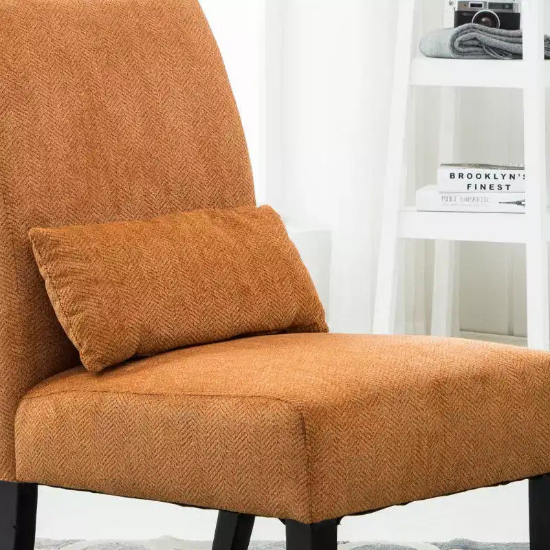 Fauteuil d'appoint moderne sans accoudoirs en tissu chenille avec oreiller, pieds en bois massif, chaise d'appoint à assise profonde pour le salon, la chambre ou le bureau - Panipeachy