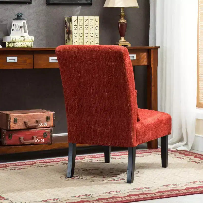 Fauteuil d'appoint moderne sans accoudoirs en tissu chenille avec oreiller, pieds en bois massif, chaise d'appoint à assise profonde pour le salon, la chambre ou le bureau - Panipeachy