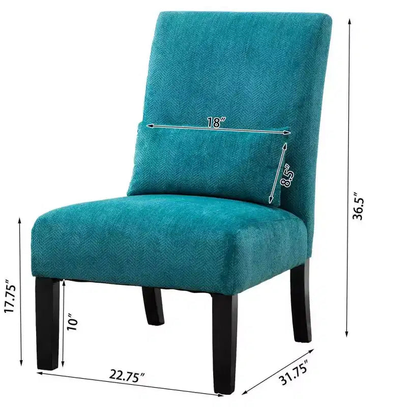 Fauteuil d'appoint moderne sans accoudoirs en tissu chenille avec oreiller, pieds en bois massif, chaise d'appoint à assise profonde pour le salon, la chambre ou le bureau - Panipeachy