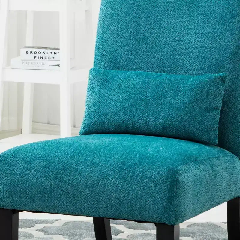 Fauteuil d'appoint moderne sans accoudoirs en tissu chenille avec oreiller, pieds en bois massif, chaise d'appoint à assise profonde pour le salon, la chambre ou le bureau - Panipeachy