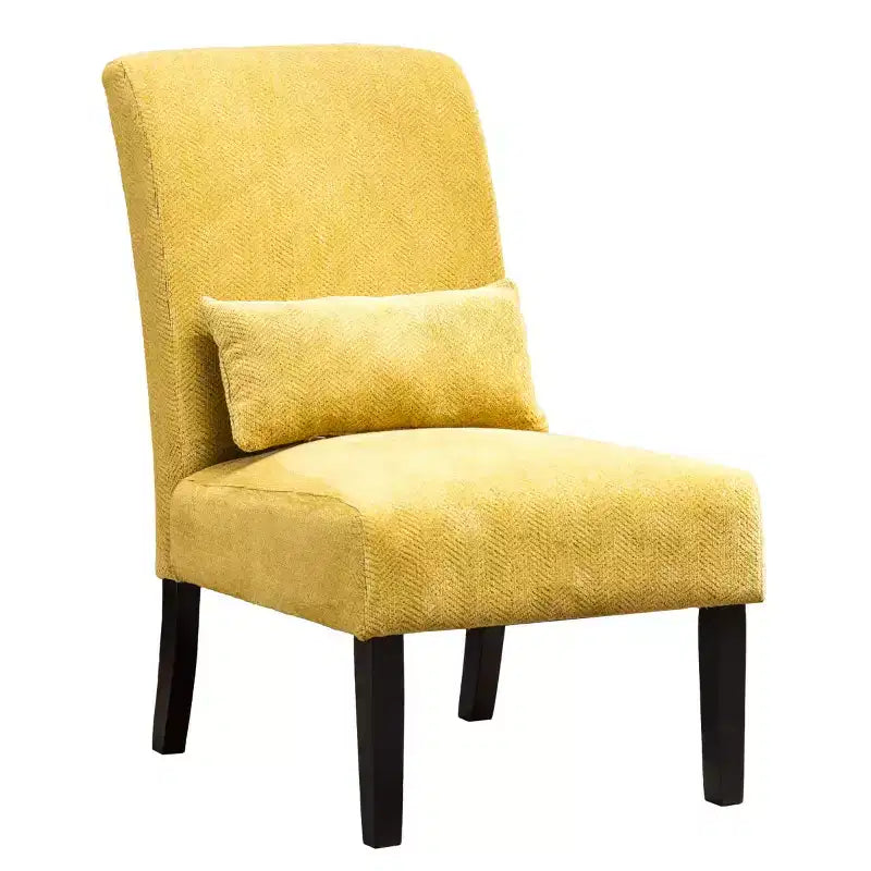 Fauteuil d'appoint moderne sans accoudoirs en tissu chenille avec oreiller, pieds en bois massif, chaise d'appoint à assise profonde pour le salon, la chambre ou le bureau - Panipeachy