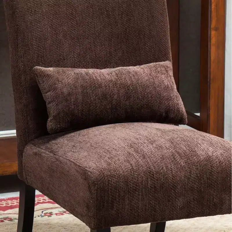 Fauteuil d'appoint moderne sans accoudoirs en tissu chenille avec oreiller, pieds en bois massif, chaise d'appoint à assise profonde pour le salon, la chambre ou le bureau - Panipeachy