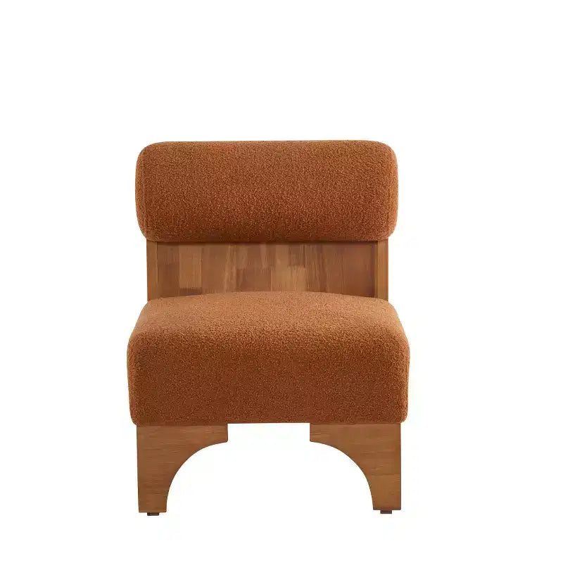 Modern Boucle Upholstered Accent Chair with Rolled Backrest and Solid Wood Frame for Living Room, Bedroom, or Office-Panipeachy