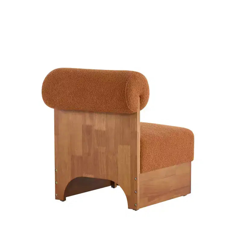 Modern Boucle Upholstered Accent Chair with Rolled Backrest and Solid Wood Frame for Living Room, Bedroom, or Office-Panipeachy