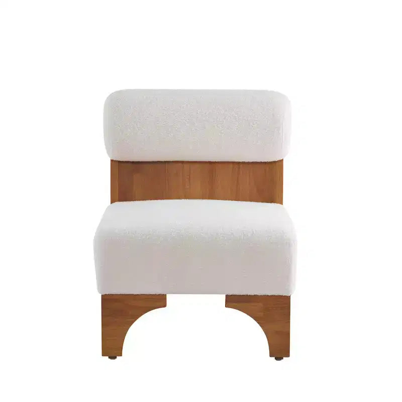 Modern Boucle Upholstered Accent Chair with Rolled Backrest and Solid Wood Frame for Living Room, Bedroom, or Office-Panipeachy