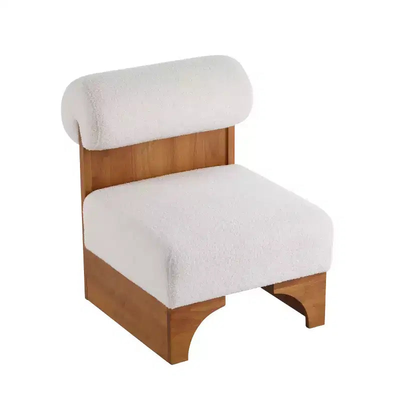 Modern Boucle Upholstered Accent Chair with Rolled Backrest and Solid Wood Frame for Living Room, Bedroom, or Office-Panipeachy