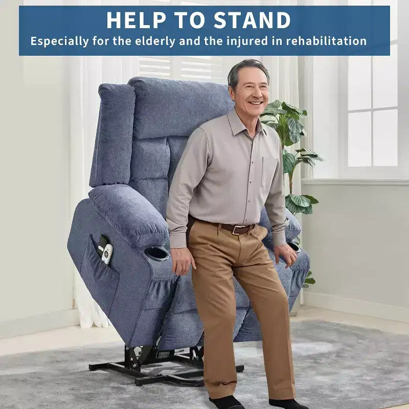 Acekool Lift Assist Recliner Chair, Massage, Cup Holders, Storage Pockets, for Living Room
