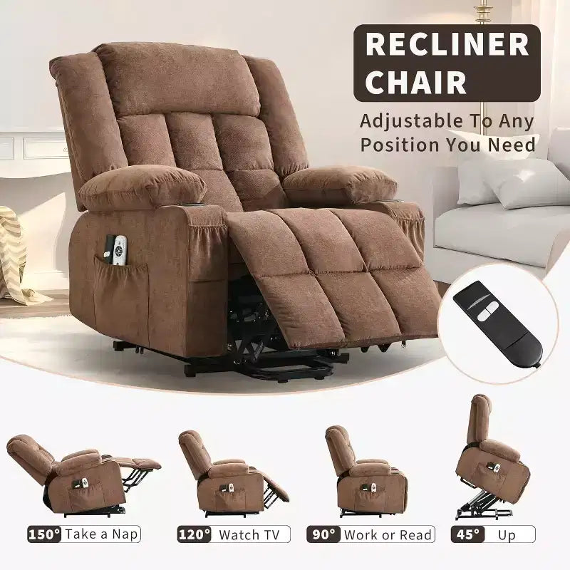 Acekool Lift Assist Recliner Chair, Massage, Cup Holders, Storage Pockets, for Living Room