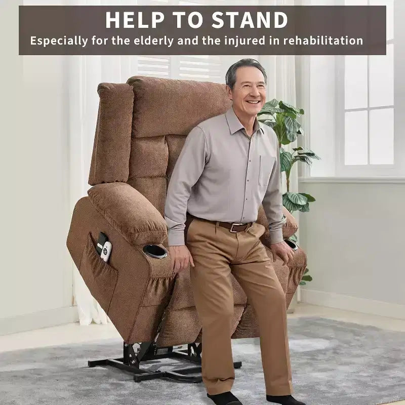 Acekool Lift Assist Recliner Chair, Massage, Cup Holders, Storage Pockets, for Living Room