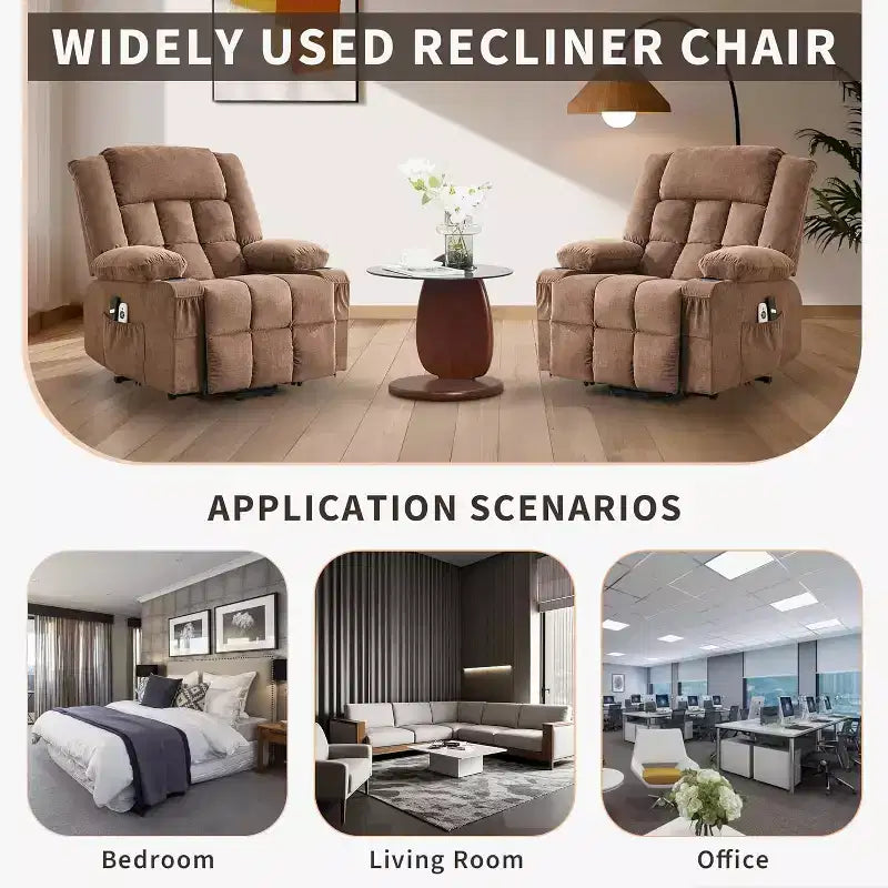 Acekool Lift Assist Recliner Chair, Massage, Cup Holders, Storage Pockets, for Living Room