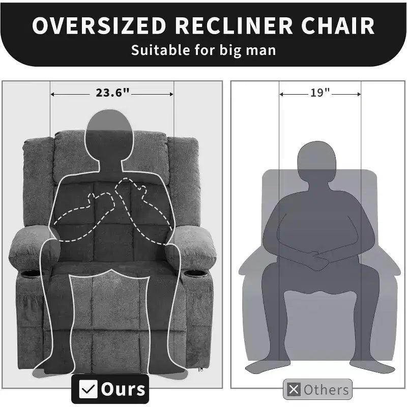 Acekool Lift Assist Recliner Chair, Massage, Cup Holders, Storage Pockets, for Living Room
