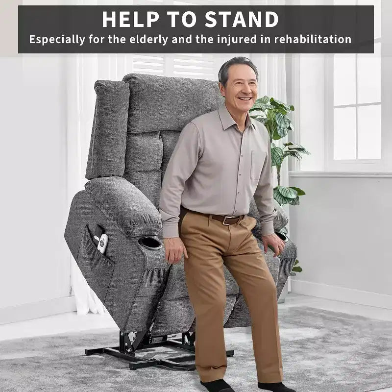 Acekool Lift Assist Recliner Chair, Massage, Cup Holders, Storage Pockets, for Living Room