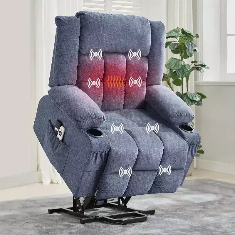 Acekool Lift Assist Recliner Chair, Massage, Cup Holders, Storage Pockets, for Living Room
