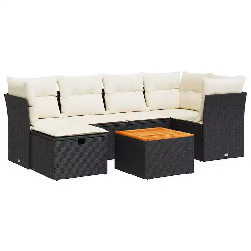 vidaXL Patio Sofa Set with Cushions Outdoor Furniture 7 Piece Poly Rattan
