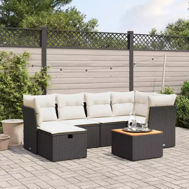 vidaXL Salon de jardin avec coussins Mobilier d'extérieur 7 pièces en résine tressée