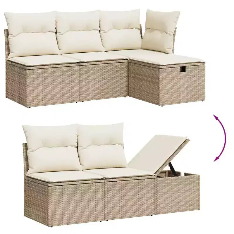 vidaXL Salon de jardin avec coussins Mobilier d'extérieur 7 pièces en résine tressée