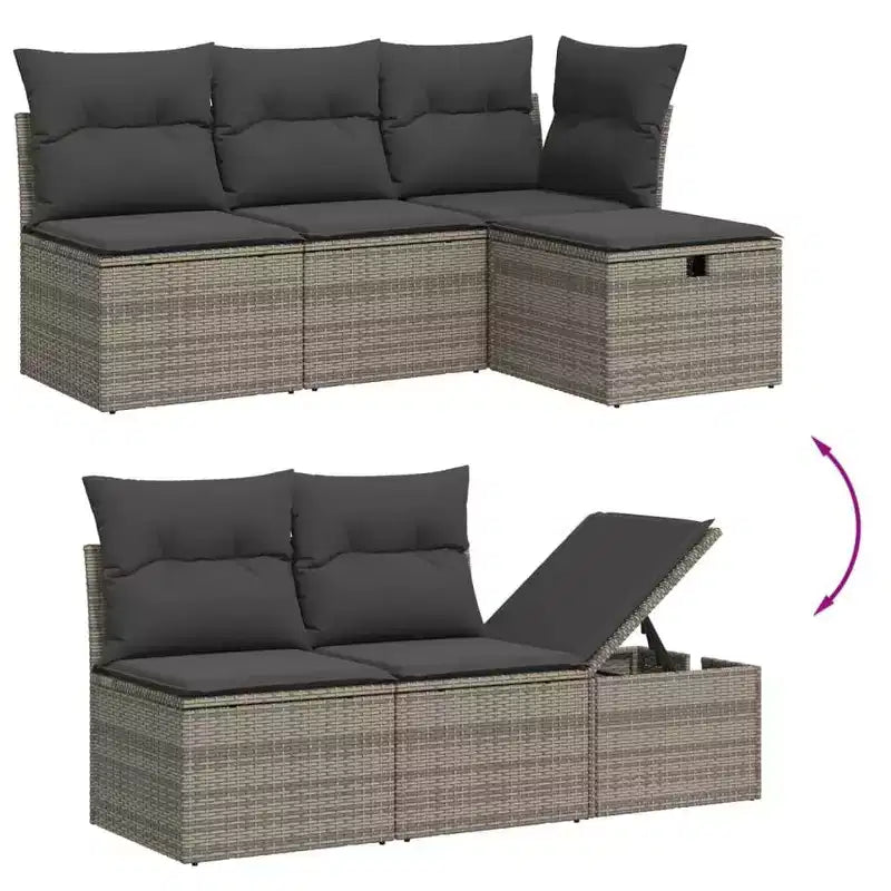 vidaXL Salon de jardin avec coussins Mobilier d'extérieur 7 pièces en résine tressée