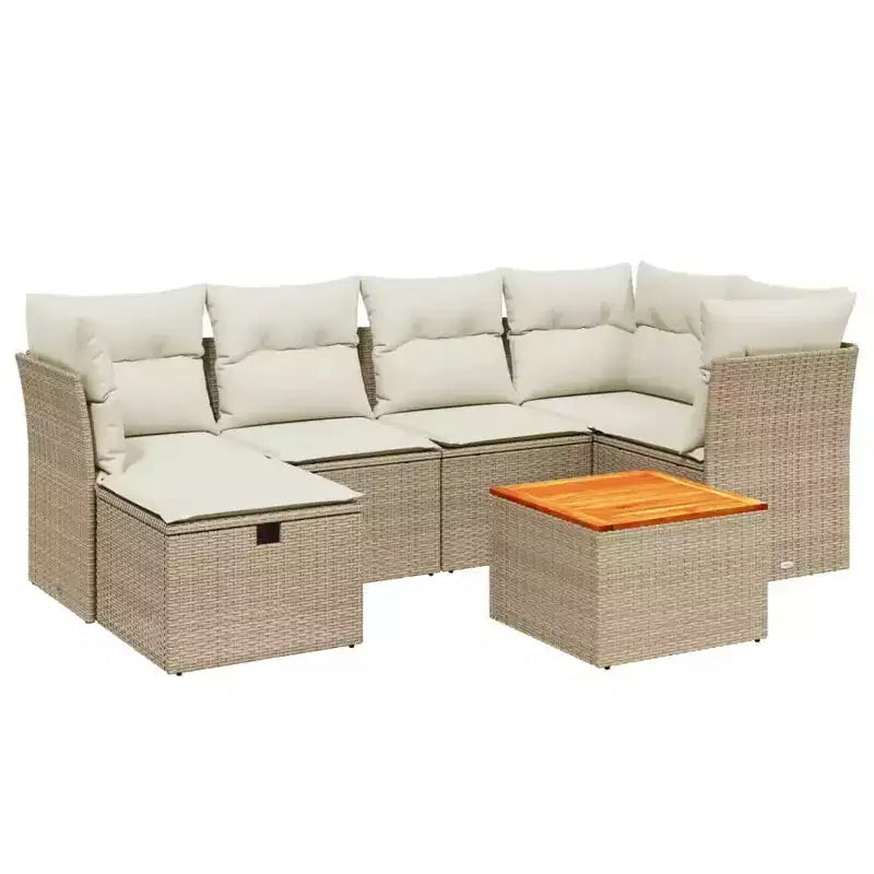 vidaXL Salon de jardin avec coussins Mobilier d'extérieur 7 pièces en résine tressée