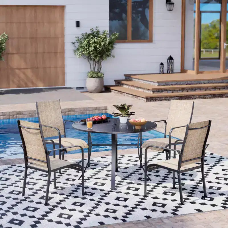 EROMMY Outdoor Dining Chair Set Of 6, Stackable Dining Chairs For Outside